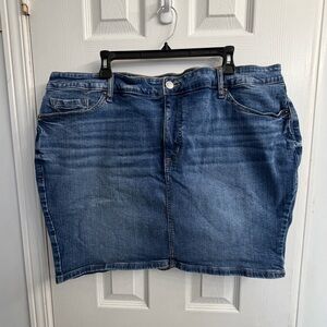 Torrid Washed Blue Denim Mini Skirt Plus Size 22 Stretch Y2K Jean Skirt